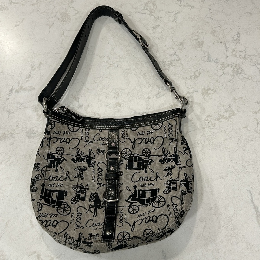 COACH F14036 Chelsea Canvas & Leather Horse & Carriage Shoulder Bag - Picture 14 of 14